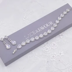 Lace & Favour Silver Prom Jewellery | Prom Bracelets*Hampton Teardrop Cubic Zirconia Wedding Bracelet Silver