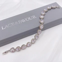 Lace & Favour Silver Prom Jewellery | Prom Bracelets*Hampton Teardrop Cubic Zirconia Wedding Bracelet Silver