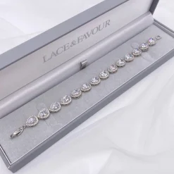 Lace & Favour Silver Prom Jewellery | Prom Bracelets*Hampton Teardrop Cubic Zirconia Wedding Bracelet Silver
