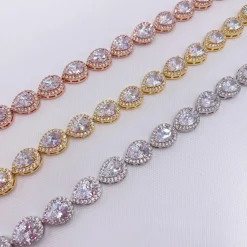 Lace & Favour Silver Prom Jewellery | Prom Bracelets*Hampton Teardrop Cubic Zirconia Wedding Bracelet Silver