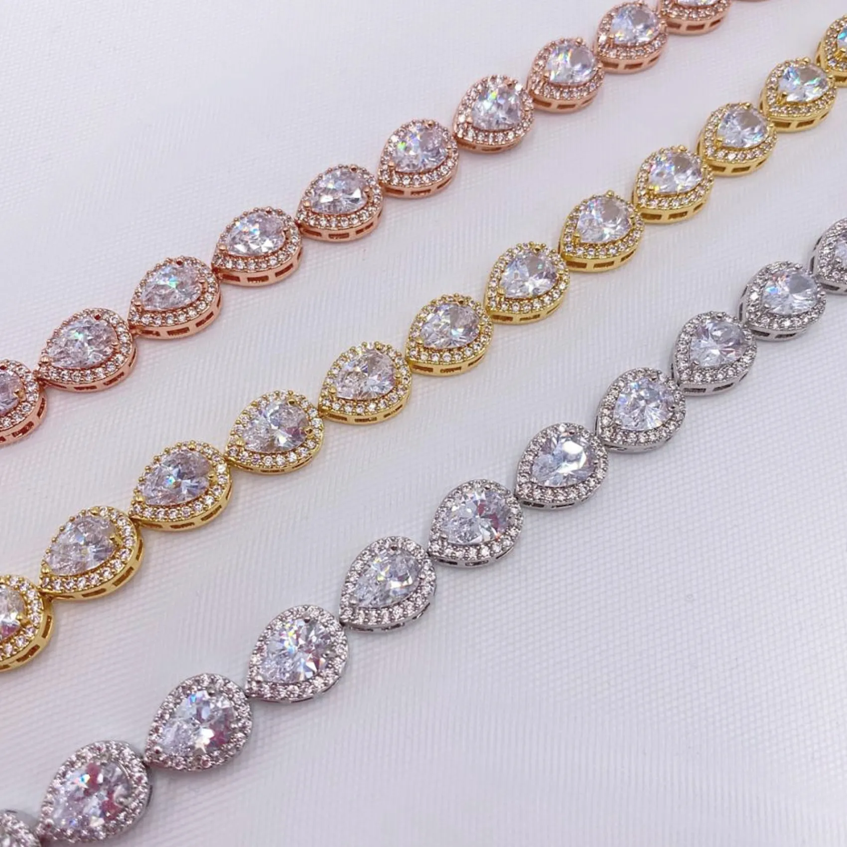 Lace & Favour Silver Prom Jewellery | Prom Bracelets*Hampton Teardrop Cubic Zirconia Wedding Bracelet Silver