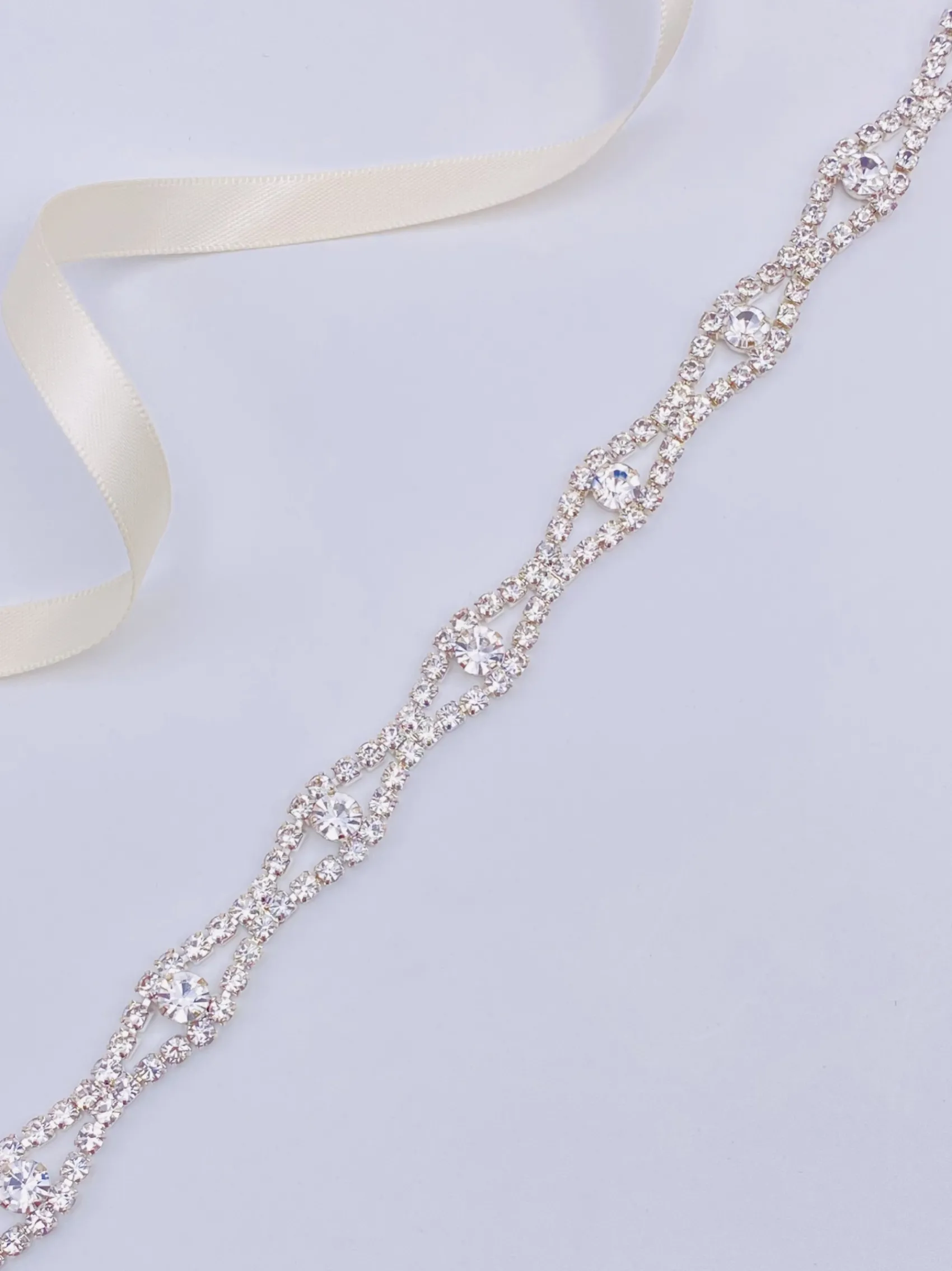 Beads & Beyond Wedding Dress Belts*Harper Narrow Diamante Chain Bridal Belt