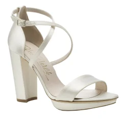 Harriet Wilde Wedding Shoes | High Heel*Arabella Block Satin Platform Sandals Ivory