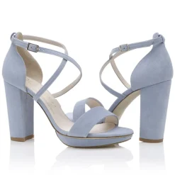Harriet Wilde Wedding Guest Shoes | Wedding Shoes*Arabella Block Suede Platform Sandals Blue