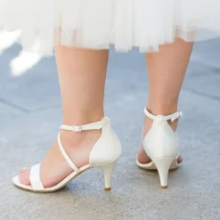 Harriet Wilde Wedding Shoes | Designer Wedding Shoes*Arabella Low Satin Strappy Bridal Sandals Ivory