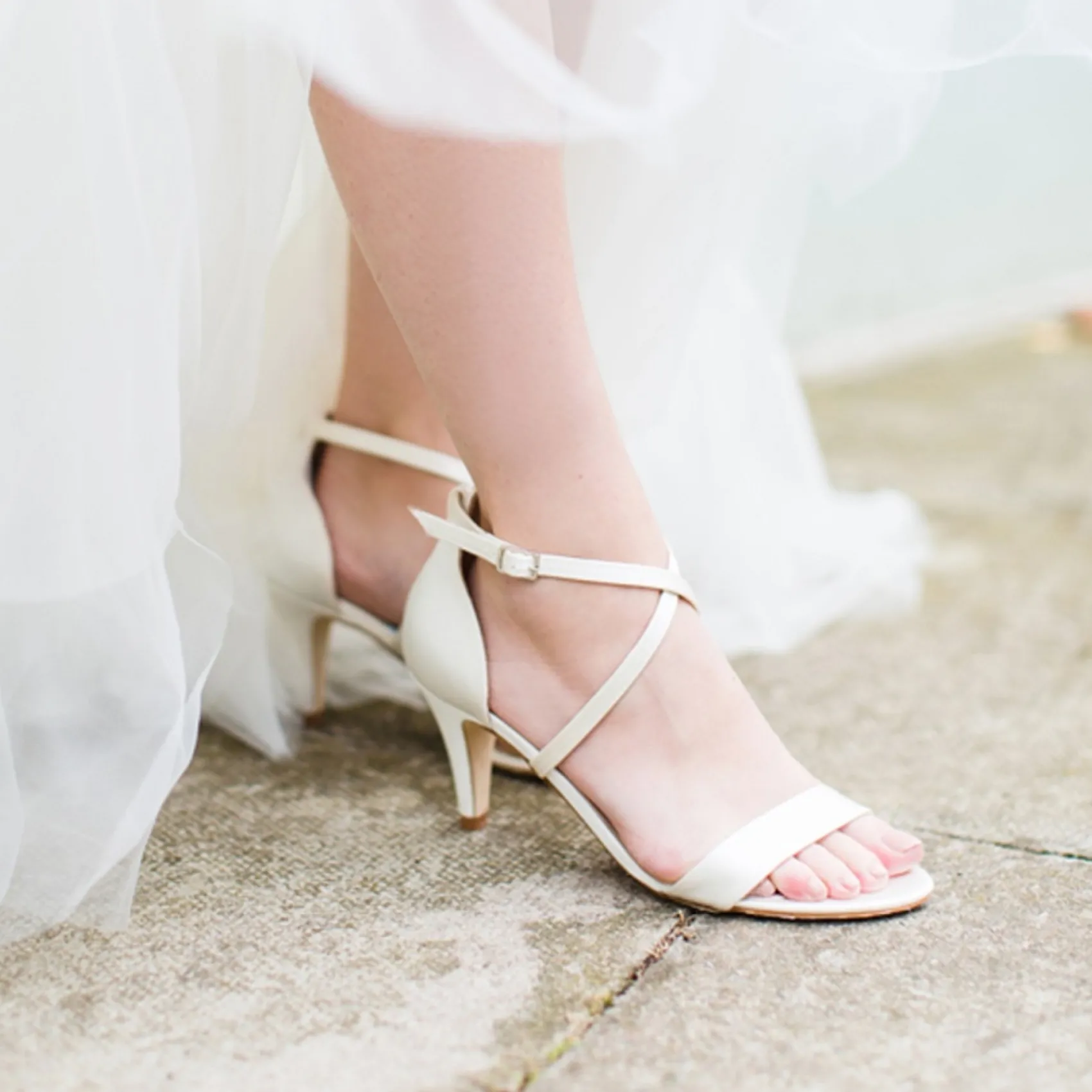 Harriet Wilde Wedding Shoes | Designer Wedding Shoes*Arabella Low Satin Strappy Bridal Sandals Ivory