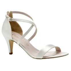 Harriet Wilde Wedding Shoes | Designer Wedding Shoes*Arabella Low Satin Strappy Bridal Sandals Ivory