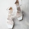 Harriet Wilde Wedding Shoes | Designer Wedding Shoes*Empire Leather Mid Heel Square Toe Strappy Sandals Ivory