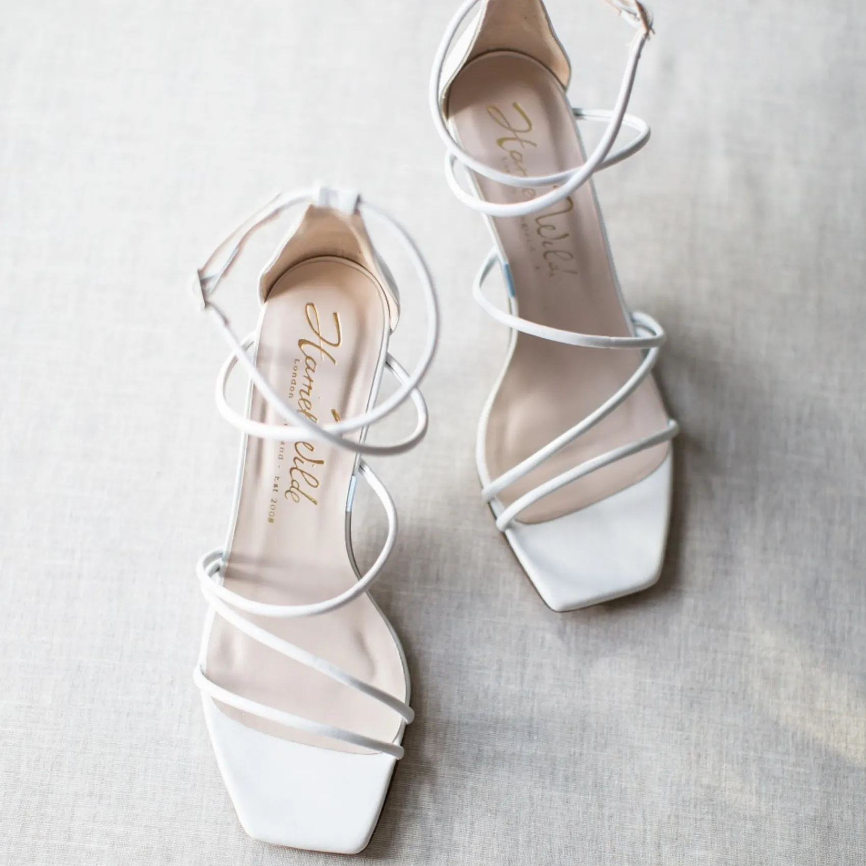 Harriet Wilde Wedding Shoes | Designer Wedding Shoes*Empire Leather Mid Heel Square Toe Strappy Sandals Ivory