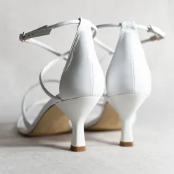 Harriet Wilde Wedding Shoes | Designer Wedding Shoes*Empire Leather Mid Heel Square Toe Strappy Sandals Ivory