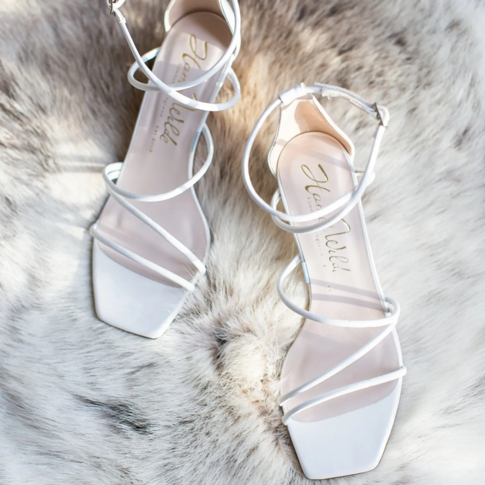 Harriet Wilde Wedding Shoes | Designer Wedding Shoes*Empire Leather Mid Heel Square Toe Strappy Sandals Ivory