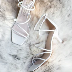 Harriet Wilde Wedding Shoes | Designer Wedding Shoes*Empire Leather Mid Heel Square Toe Strappy Sandals Ivory