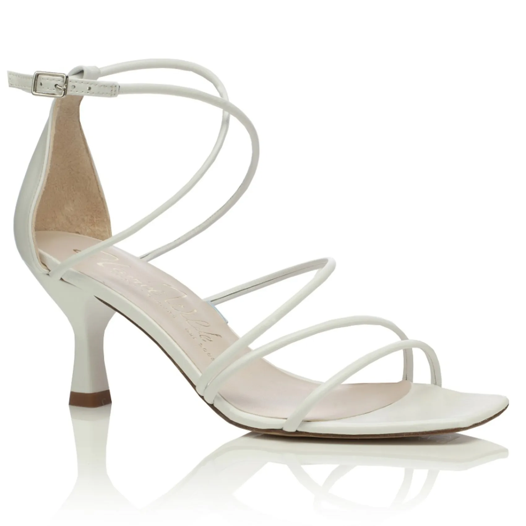 Harriet Wilde Wedding Shoes | Designer Wedding Shoes*Empire Leather Mid Heel Square Toe Strappy Sandals Ivory