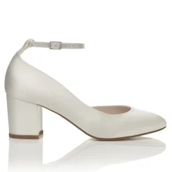 Harriet Wilde Wedding Shoes | Mid Heel*Hetty Mid Satin Tie Up Block Heel Court Shoes Ivory