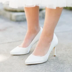 Harriet Wilde Wedding Shoes | Mid Heel*Joanie Mid Satin Platform Court Shoes Ivory