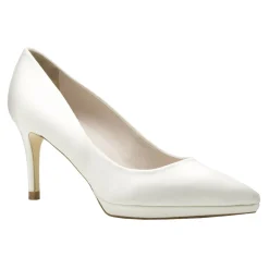 Harriet Wilde Wedding Shoes | Mid Heel*Joanie Mid Satin Platform Court Shoes Ivory