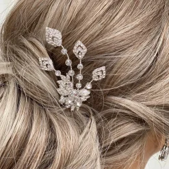 Twilight Designs Prom Hair Clips & Combs | Vintage Headpieces*Hattie Vintage Inspired Crystal Hair Pin Silver