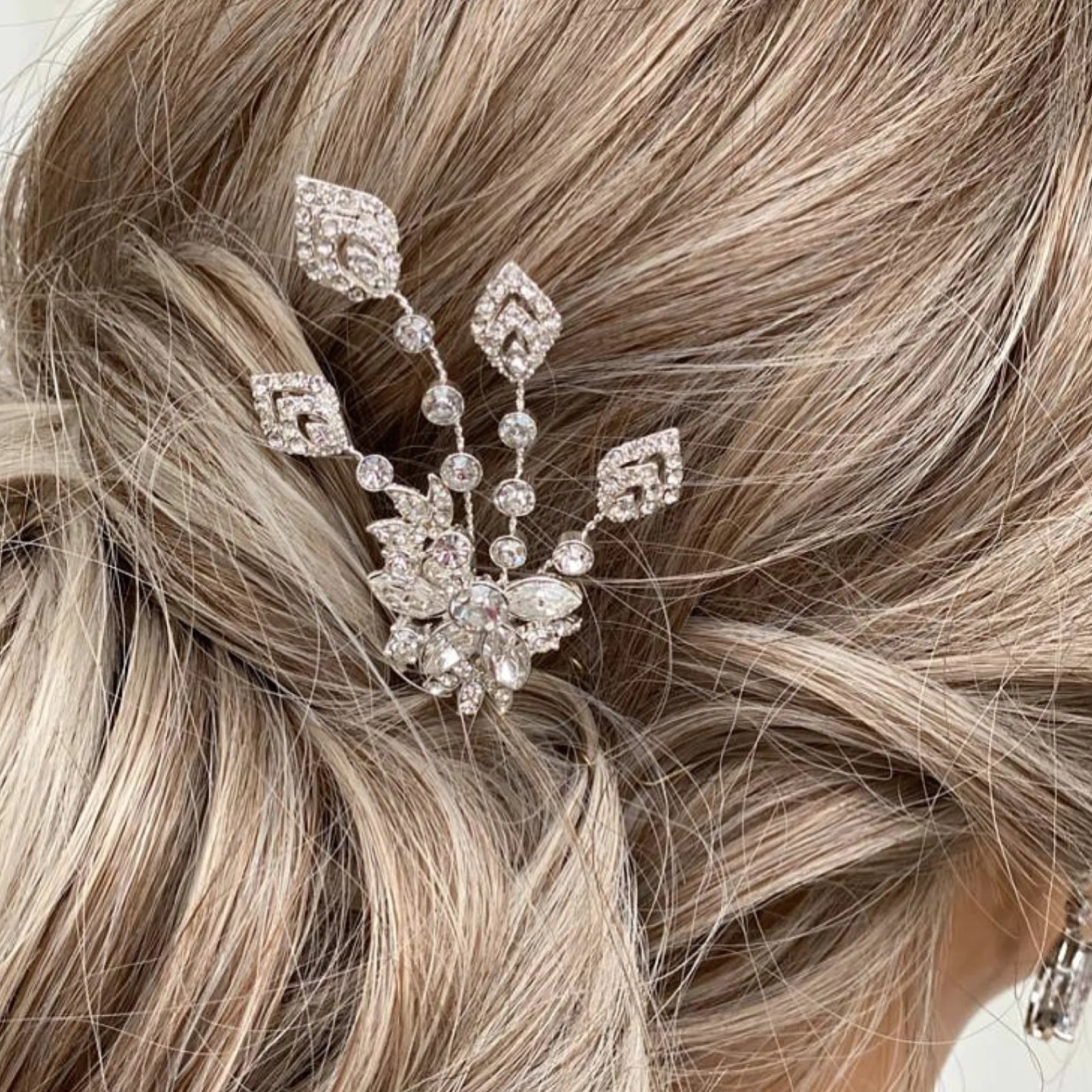 Twilight Designs Prom Hair Clips & Combs | Vintage Headpieces*Hattie Vintage Inspired Crystal Hair Pin Silver