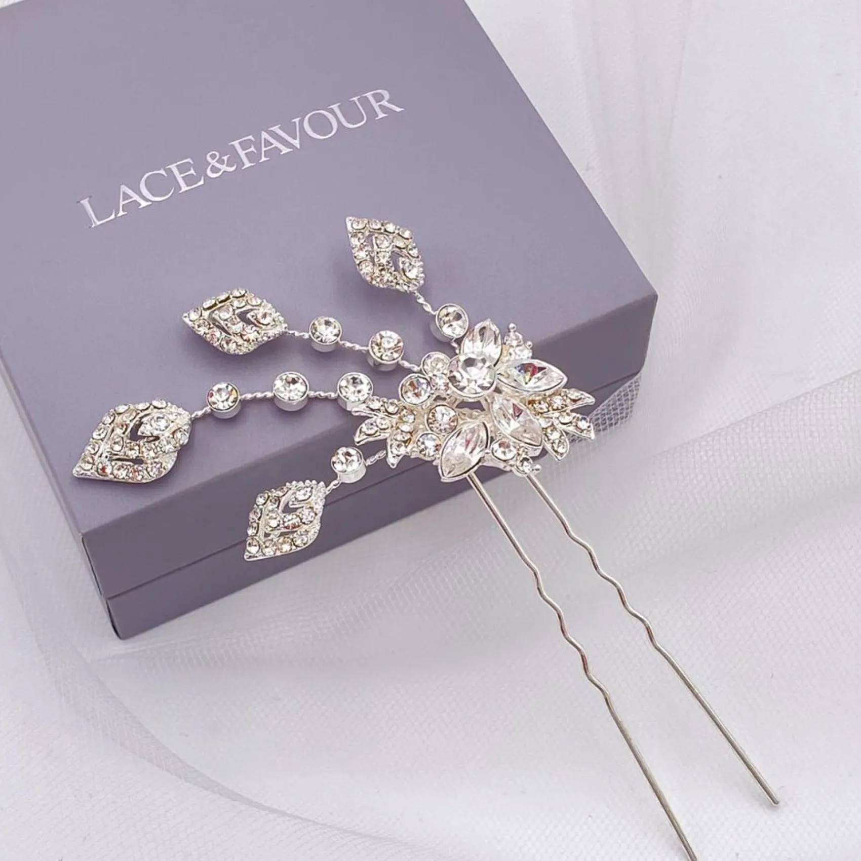 Twilight Designs Prom Hair Clips & Combs | Vintage Headpieces*Hattie Vintage Inspired Crystal Hair Pin Silver