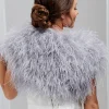 Beverly Hills Feather Stoles & Shrugs | Wedding Boleros And Jackets*Hayworth Ostrich Feather Bridal Bolero Silver Grey
