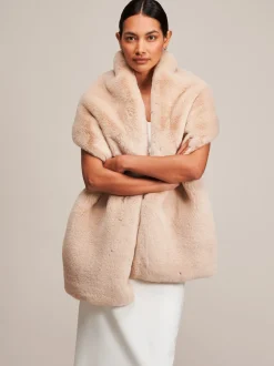Helen Moore Faux Fur Jackets, Capes And Shawls | Wedding Capes & Wraps*Long Faux Fur Stole | Lace & Favour Beige