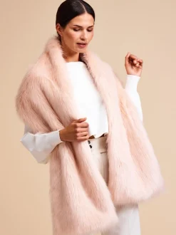 Helen Moore Faux Fur Jackets, Capes And Shawls | Wedding Capes & Wraps*Long Faux Fur Stole | Lace & Favour Blush