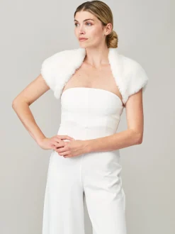 Helen Moore Faux Fur Jackets, Capes And Shawls | Wedding Boleros And Jackets*Faux Fur Bridal Bolero | Lace & Favour Ivory