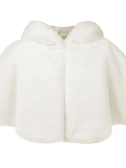 Helen Moore Faux Fur Jackets, Capes And Shawls | Wedding Capes & Wraps*Faux Fur Short Hooded Bridal Cape Ivory