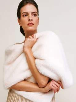 Helen Moore Faux Fur Jackets, Capes And Shawls | Wedding Capes & Wraps*Long Faux Fur Stole | Lace & Favour Ivory