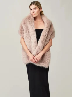 Helen Moore Faux Fur Jackets, Capes And Shawls | Wedding Capes & Wraps*Long Faux Fur Stole | Lace & Favour Quartz