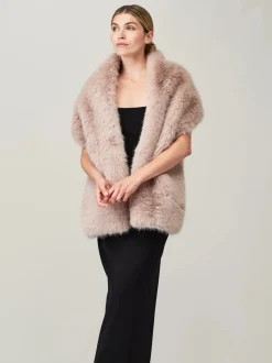 Helen Moore Faux Fur Jackets, Capes And Shawls | Wedding Capes & Wraps*Long Faux Fur Stole | Lace & Favour Quartz