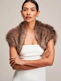Helen Moore Faux Fur Jackets, Capes And Shawls | Wedding Boleros And Jackets*Faux Fur Bridal Bolero | Lace & Favour Truffle