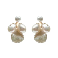 Hermione Harbutt Pearl Jewellery | Gold Wedding Jewellery*Beatrice Gold Baroque Pearl Earrings Ivory/ Gold