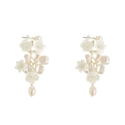 Hermione Harbutt Pearl Jewellery | Silver Wedding Jewellery*Blanche Floral Mother of Pearl Drop Earrings