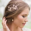 Hermione Harbutt Bride Gifts | Gold Wedding Jewellery*Celeste Gold Leaf Earrings Gold/ Ivory