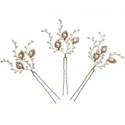 Hermione Harbutt Bride Gifts | Pearl Hair Accessories*Celeste Gold Leaves and Freshwater Pearl Hair Pin Gold/ Ivory