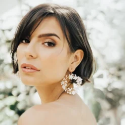 Hermione Harbutt Pearl Jewellery | Gold Wedding Jewellery*Elspeth Mother of Pearl Flowers Hoop Earrings