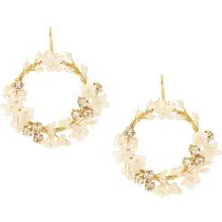 Hermione Harbutt Pearl Jewellery | Gold Wedding Jewellery*Elspeth Mother of Pearl Flowers Hoop Earrings