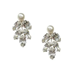 Hermione Harbutt Crystal Jewellery | Silver Wedding Jewellery*Kensington Grande Crystal Earrings Ivory/ Silver