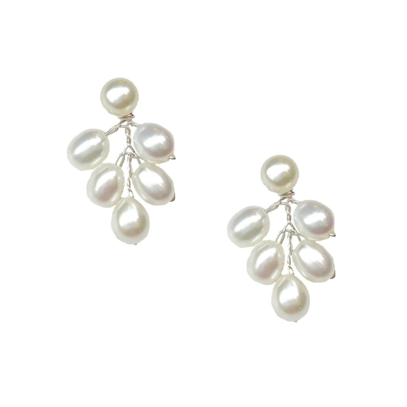 Hermione Harbutt Pearl Jewellery | Silver Wedding Jewellery*Kensington Grande Freshwater Pearl Earrings Ivory