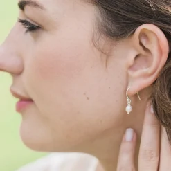 Hermione Harbutt Bridesmaid Gifts | Bride Gifts*Starlight Silver Pearl Drop Earrings Ivory/ Silver