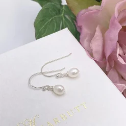 Hermione Harbutt Bridesmaid Gifts | Bride Gifts*Starlight Silver Pearl Drop Earrings Ivory/ Silver