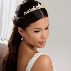 Lace & Favour Prom Headbands & Tiaras | Crystal Hair Accessories*Highgrove Cubic Zirconia Crystal Bridal Tiara Gold