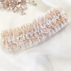 Boudoir Couture Bride Gifts | Bridal Garters*Honesty Blush and Ivory Lace Luxury Bridal Garter Blush/ Ivory