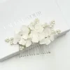 Beads & Beyond Pearl Hair Accessories | Silver Hair Accessories*Hydrangea Dainty Fabric Flowers and Pearl Bridal Hair Comb Ivory