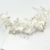 Beads & Beyond Pearl Hair Accessories | Silver Hair Accessories*Hydrangea Fabric Flowers and Pearl Bridal Headband Ivory