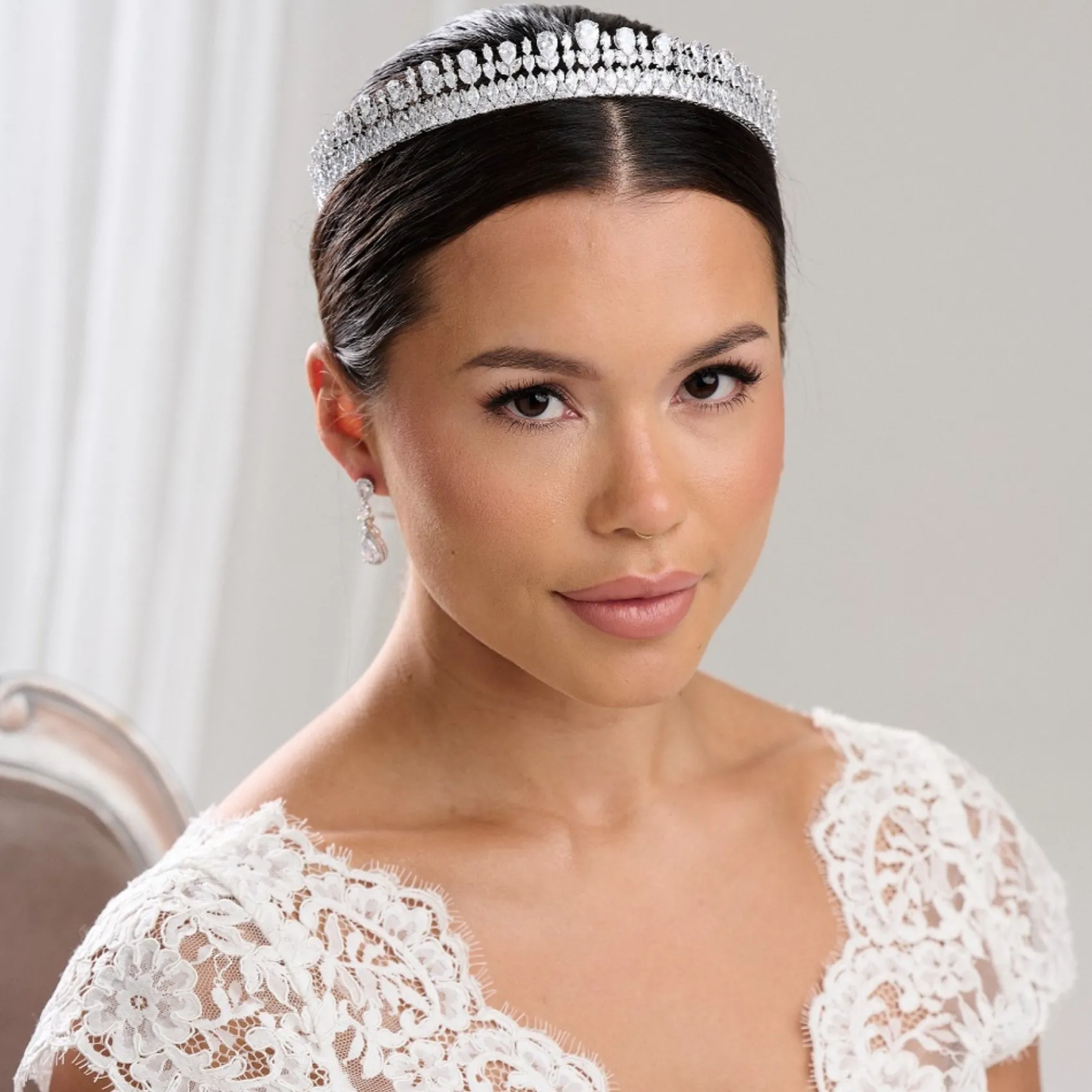 Lace & Favour Vintage Headpieces | Crystal Hair Accessories*Imperial Vintage Inspired Cubic Zirconia Wedding Tiara Silver
