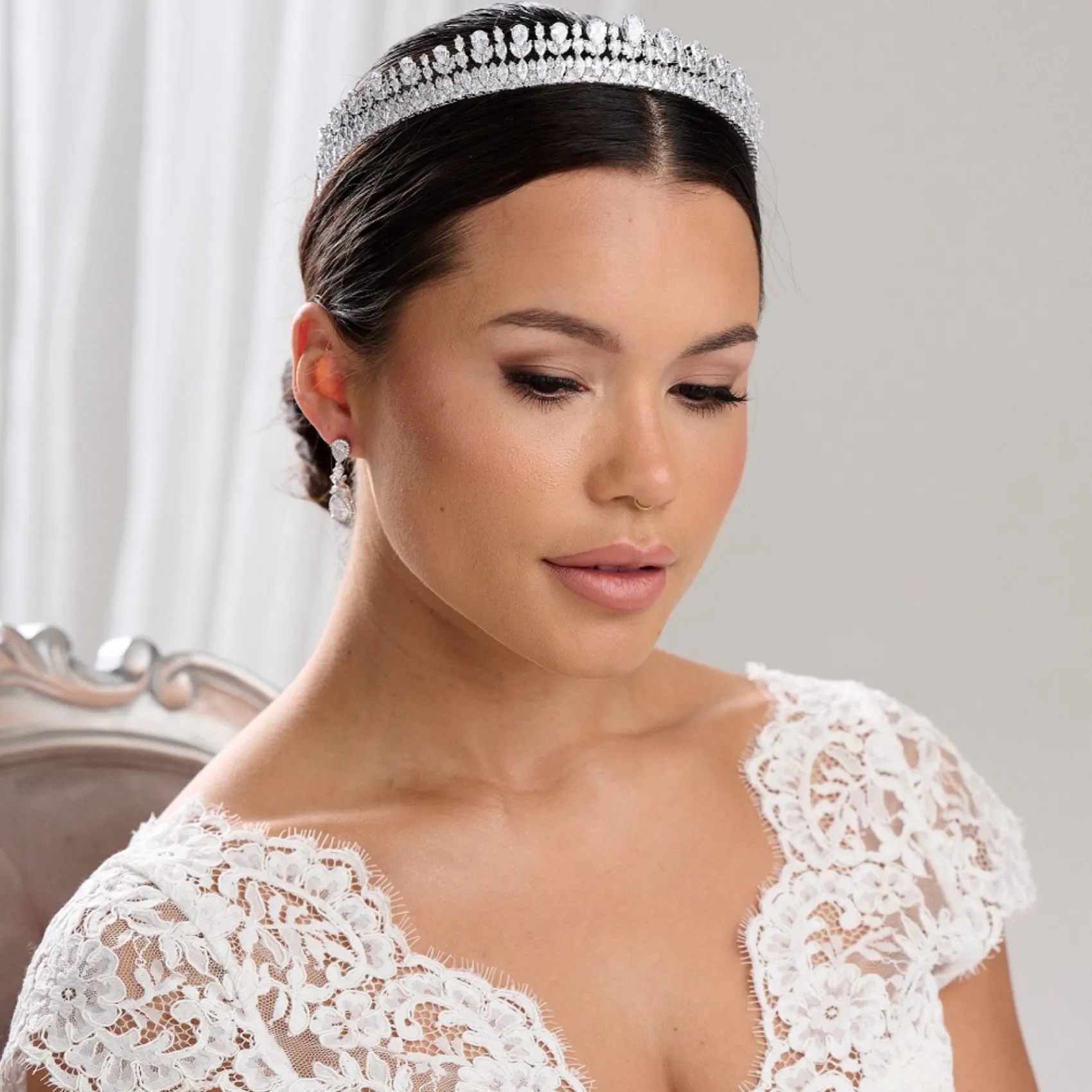 Lace & Favour Vintage Headpieces | Crystal Hair Accessories*Imperial Vintage Inspired Cubic Zirconia Wedding Tiara Silver