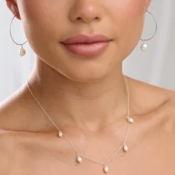 Lace & Favour Pearl Jewellery | Silver Wedding Jewellery*Iolana Freshwater Pearl Drop Necklace Ivory/ Silver