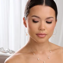 Lace & Favour Pearl Jewellery | Silver Wedding Jewellery*Iolana Freshwater Pearl Drop Necklace Ivory/ Silver
